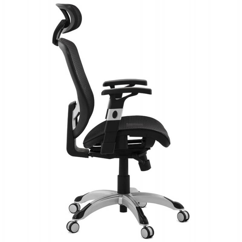 Fauteuil de bureau design et moderne ergonomique AXEL en tissu (noir) - image 28310