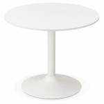 Tavolo da pranzo o scrivania rotondo design scandinavo NILS in legno e metallo verniciato (O 90 cm) (bianco)