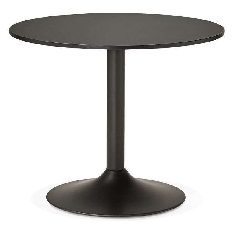 Dining table or desk round design NILS wood and metal painted (O 90 cm) (black)