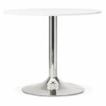 Esstisch oder Schreibtisch rundes Design NILS Holz und Metall-Chrom (O 90 cm) (weiß)