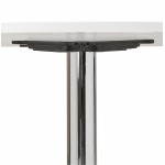 Table de repas ou bureau ronde design NILS en bois et métal chromé (Ø 90 cm) (blanc)