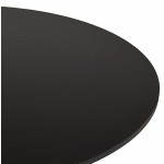Dining table or desk round design NILS wood and metal chrome (O 90 cm) (black)