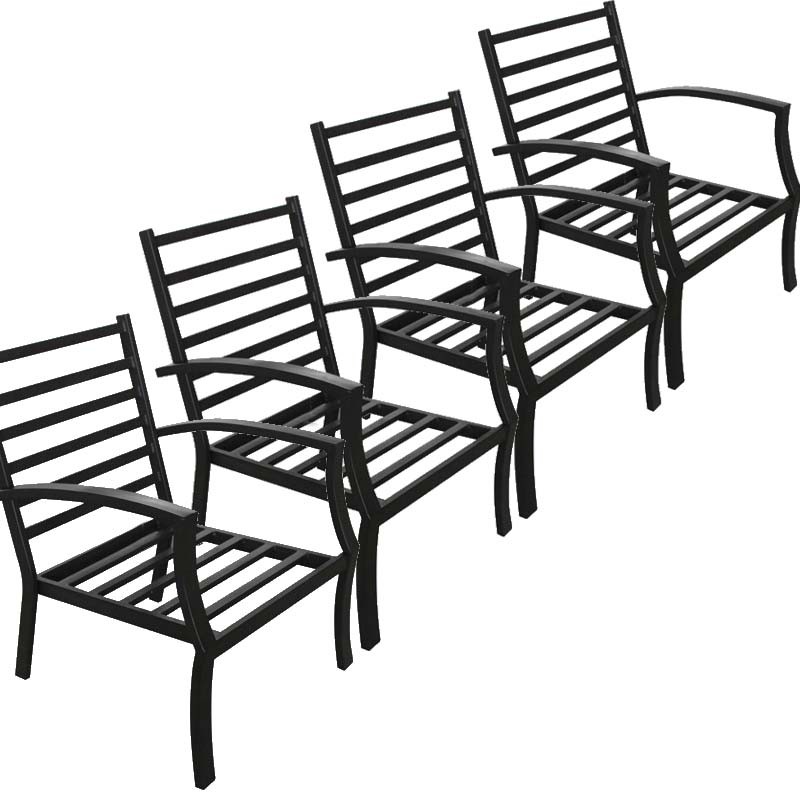Living comedor de jardín redonda mesa + 4 sillas FILAIE aspecto hierro forjado y mosaico (negro, beige) - image 29531