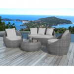 Garden furniture 5 places DIEGO round braided resin (grey)