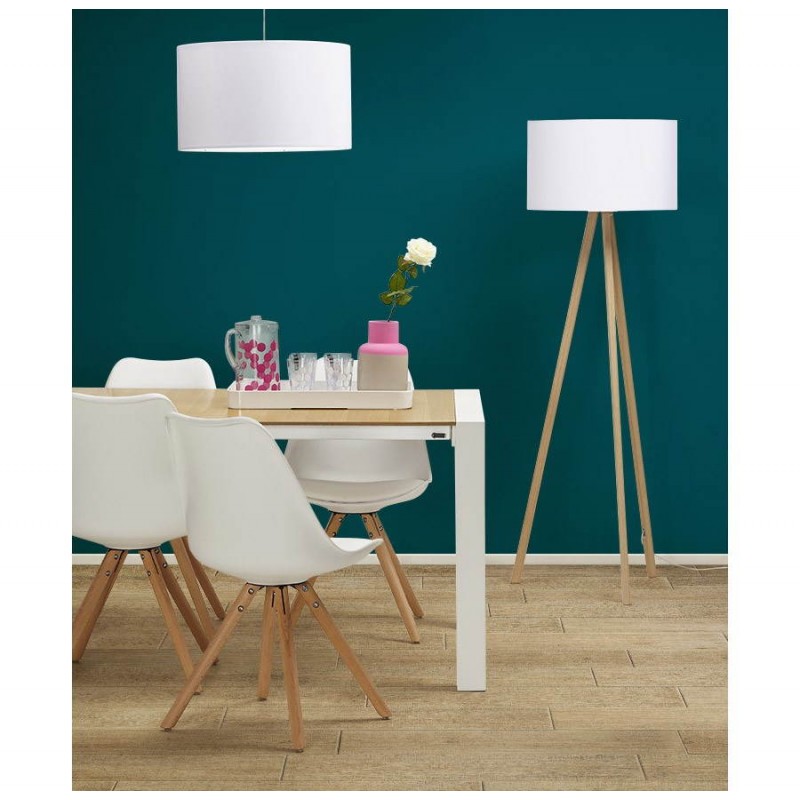 Scandinavian style TRANI (white, natural) fabric floor lamp - image 30023