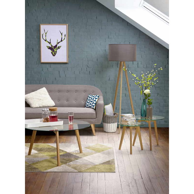Fixed Scandinavian upholstered 3 sofa LUCIA fabric (grey) - image 30033