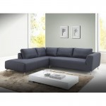 Corner sofa design left 5 places with JUSTINE chaise in fabric (dark gray)