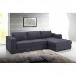 Canapé d'angle côté Droit design 4 places avec méridienne MAGALIE en tissu (gris foncé)