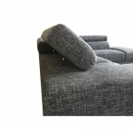 Derecha esquina sofá diseño 5 lugares con meridiano MATHIS en tela (gris con puntos)