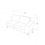 Diseño de sofá de la esquina derecha de 3 plazas con chaise THEO en tela (gris claro)