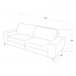 Canapé droit design 3 places ALBERT en tissu (gris clair chiné)