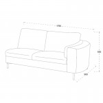 Canapé d'angle côté Gauche design 3 places avec méridienne MORIS en tissu (gris foncé)