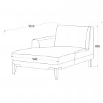 Diseño de sofá de la esquina izquierda 3 plazas con chaise SERGIO en tela (gris)