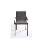 Set of 2 contemporary chairs MARIANNE in fabric and wood (anthracite grey, walnut)