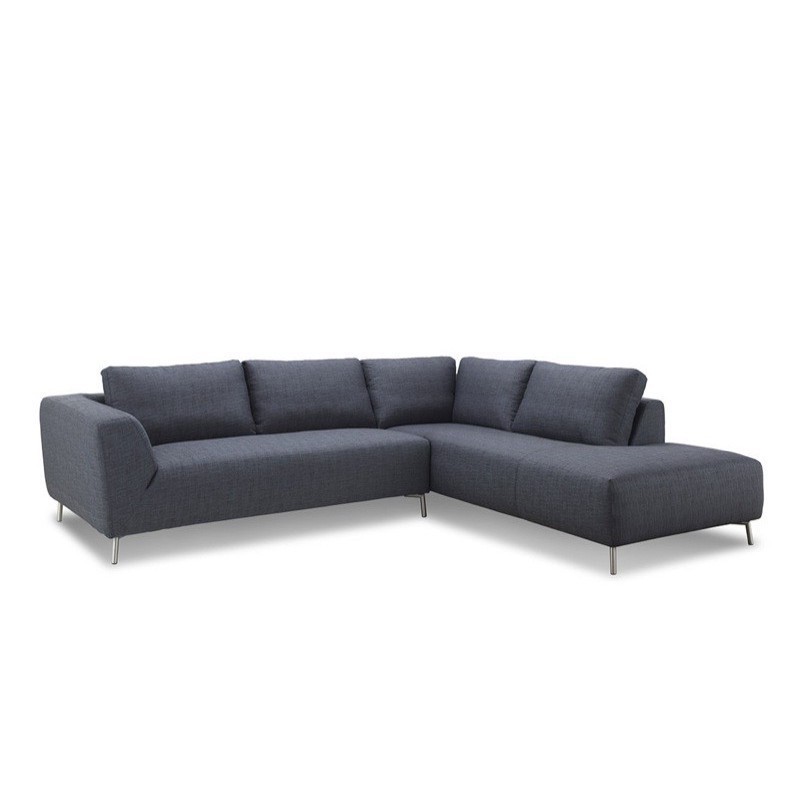 Corner sofa design right side 5 places with JUSTINE chaise in fabric (dark gray) - image 30381