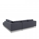 Derecha esquina sofá diseño 5 lugares con chaise de JUSTINE en tela (gris oscuro)