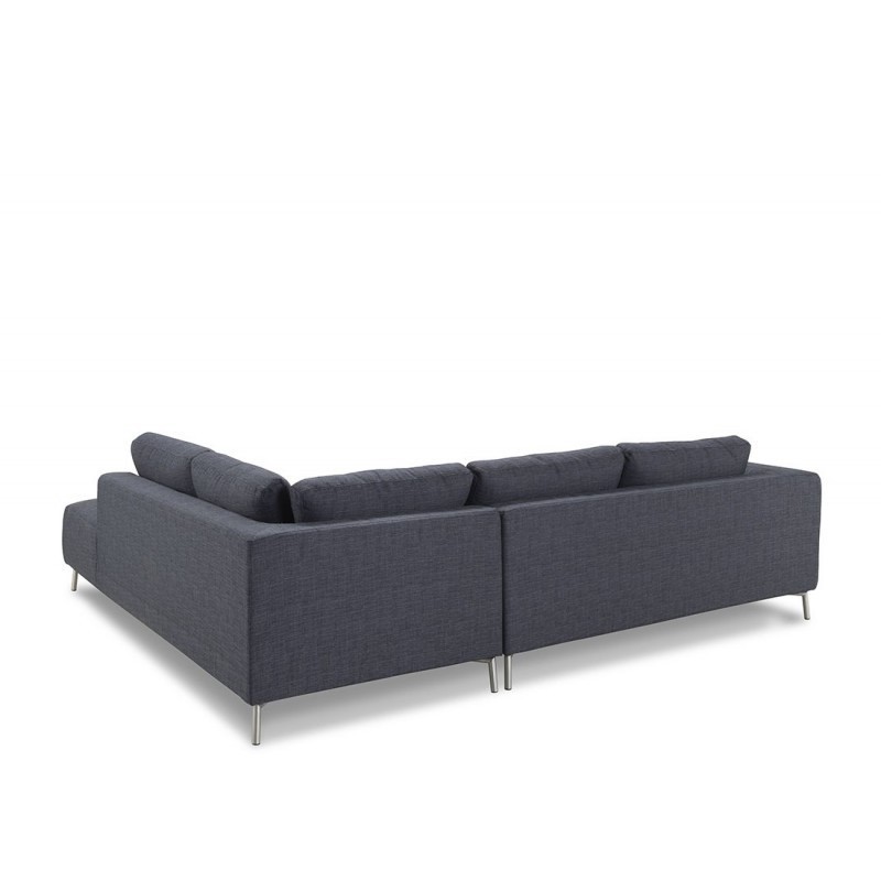 Canapé d'angle côté Droit design 5 places avec méridienne JUSTINE en tissu (gris foncé) - image 30382