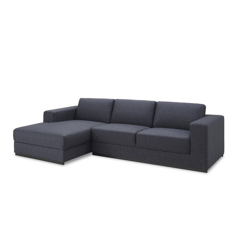 Canapé d'angle côté Gauche design 4 places avec méridienne MAGALIE en tissu (gris foncé) - image 30384