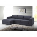 Corner sofa design left 4 side seats with Ma chaise in fabric (dark gray)