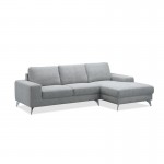 Canapé d'angle côté Droit design 3 places avec méridienne THEO en tissu (gris clair)