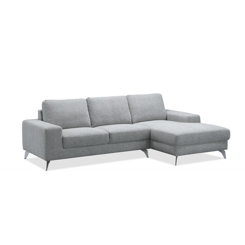 Corner sofa design right side 3-seater with chaise THEO in fabric (light gray) - image 30400