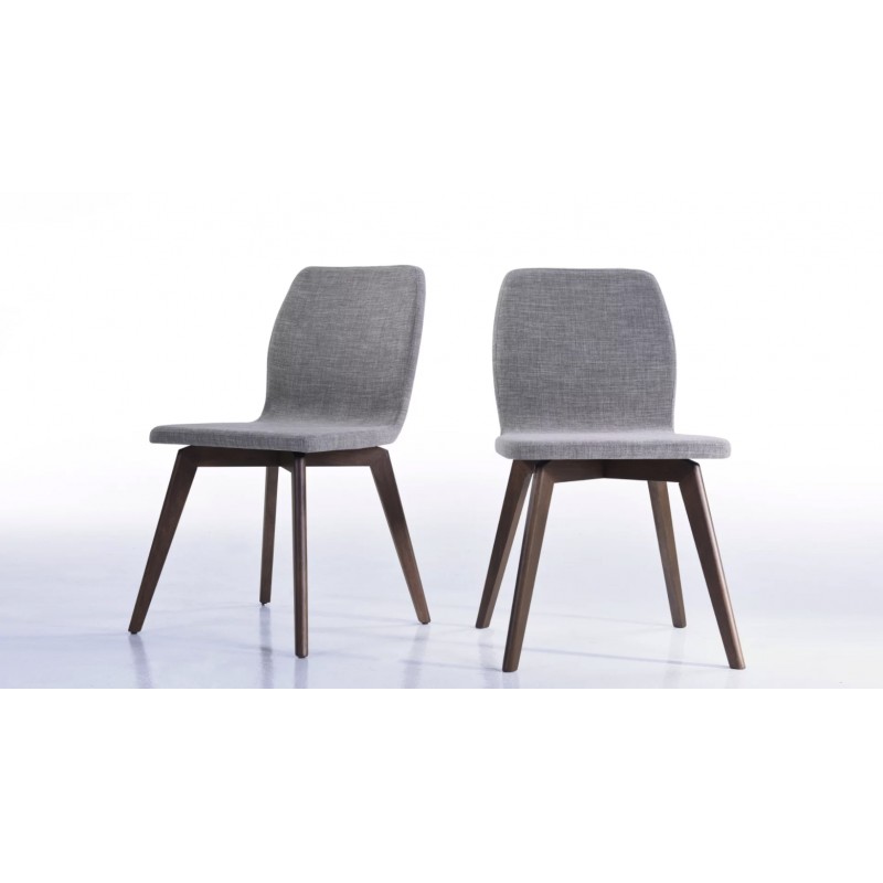 Set of 2 contemporary chairs MAGUY in fabric (light gray) - image 30419