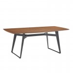Table à manger contemporaine et vintage MAEL en bois et métal (200cmX90cmX77,5cm) (noyer, noir)
