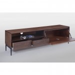 Furniture low TV 1 niche, 2 drawers, 1 door contemporary and vintage CORRÈZE wooden (Walnut)