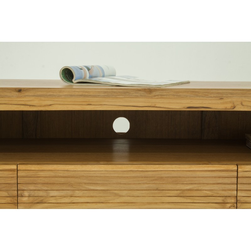 Contemporary low TV 170 cm ALISA (natural) massive teak furniture - image 36131