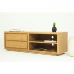 Contemporary low TV 2 niches 2 drawers ELENA (natural) massive teak furniture