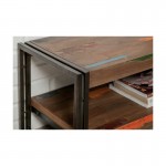 Low TV 2 industrial trays 160 cm NOAH massive teak recycled and metal stand