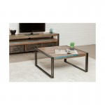 Square low table vintage NOAH in solid recycled teak and metal (80x80x40cm)