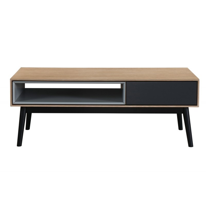 Design coffee table 1 niche ADAMO 1 drawer in wood (light oak) - image 36363