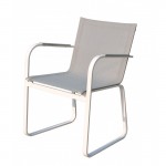 Dining table and 8 chairs TASHA in textilene and aluminium (light gray)