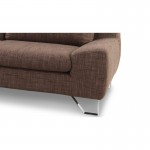 Ecke Sofa Design links 3 Plätze mit VLADIMIR Chaise in Stoff (braun)
