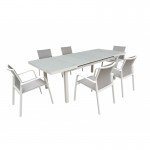 Table à manger extensible 10-12 personnes MITRON en aluminium (blanc)