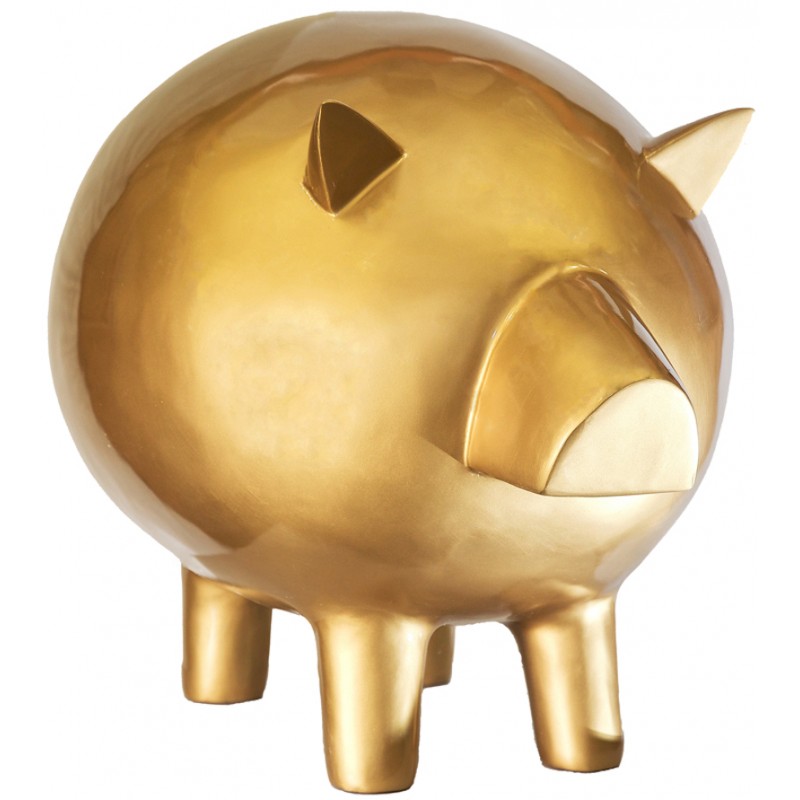 Diseño de la Estatua decorativa escultura de cerdo en resina (oro) - image 36659