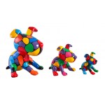 Set von 3 Design Hund Skulpturen aus Kunstharz (multicolor)