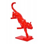 Gato de escultura decorativa de diseño estatua de resina (rojo)