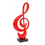 Statue sculpture décorative design CLE DE SOL en résine (rouge)