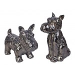 Set of 2 design dog decorative sculptures in resin (gun barrel)