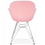 Chaise design style industriel TOM en polypropylène pied métal chromé (rose poudré)