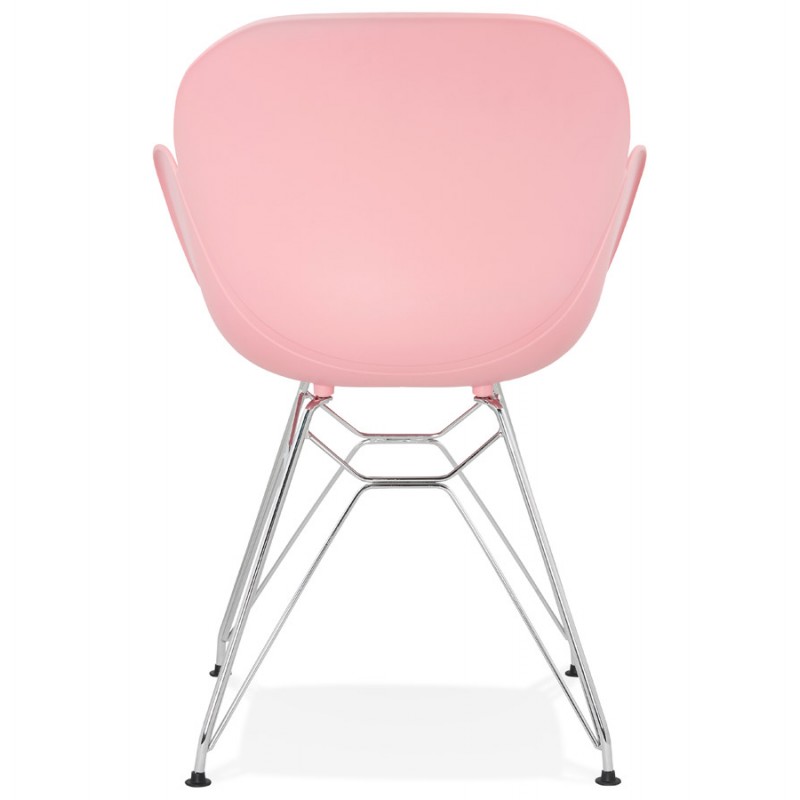 Chaise design style industriel TOM en polypropylène pied métal chromé (rose poudré) - image 36746