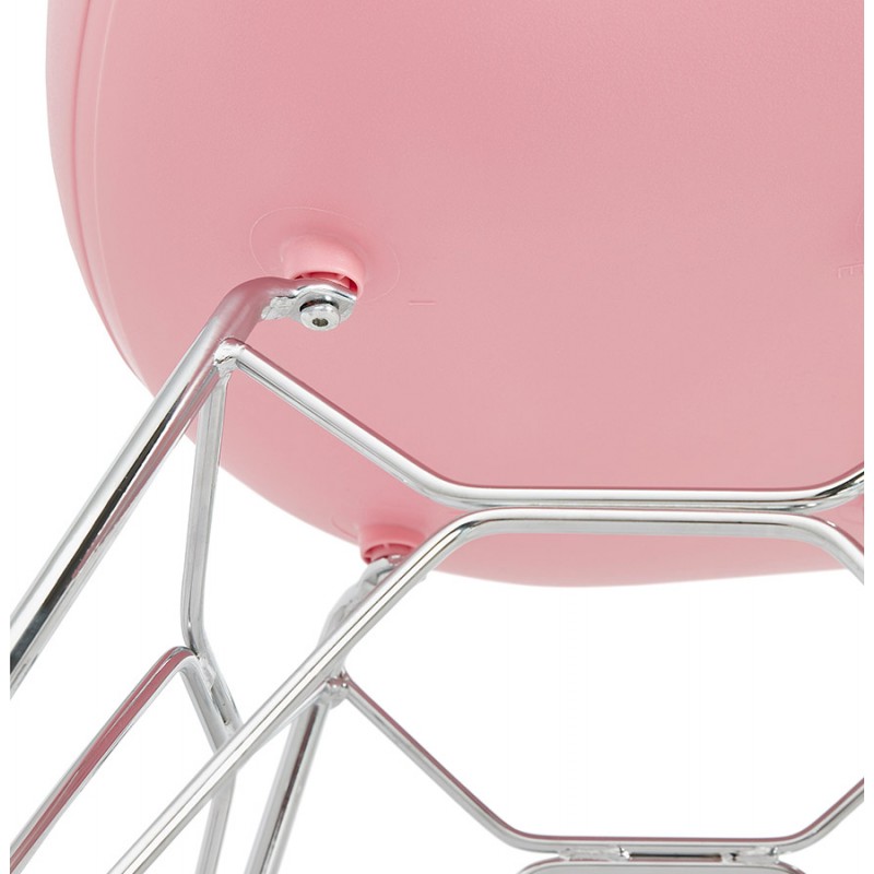 Silla de diseño estilo industrial polipropileno TOM pie de metal cromado (polvo rosado) - image 36750