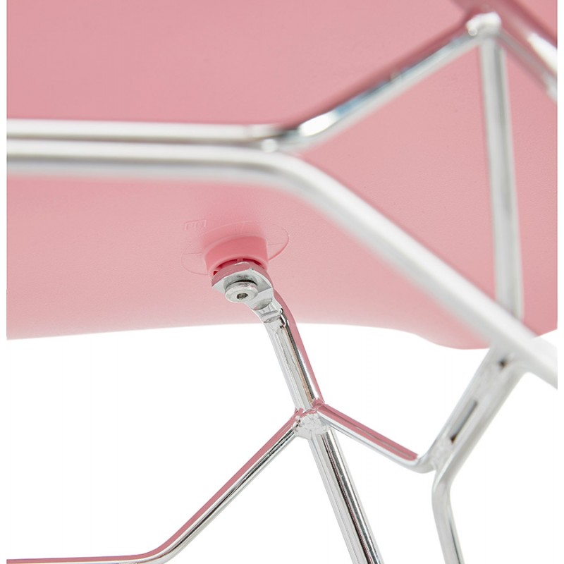 Chaise design style industriel TOM en polypropylène pied métal chromé (rose poudré) - image 36751