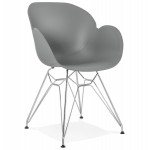 Design Stuhl industriellen Stil TOM Polypropylen Fuß verchromtem Metall (hellgrau)
