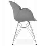 Design Stuhl industriellen Stil TOM Polypropylen Fuß verchromtem Metall (hellgrau)