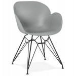 Design chair industrial style TOM polypropylene foot black metal (light gray)