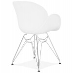 Chaise design style industriel TOM en polypropylène pied métal chromé (blanc)