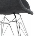 Silla de diseño estilo industrial tela TOM pie de metal cromado (gris oscuro)